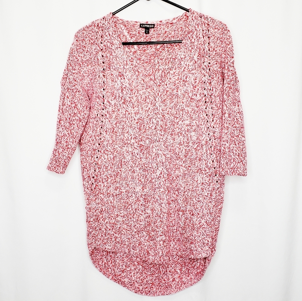 Express Pink Knit Chunky V Neck Dolman Sweater
